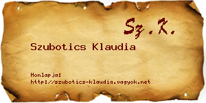 Szubotics Klaudia névjegykártya